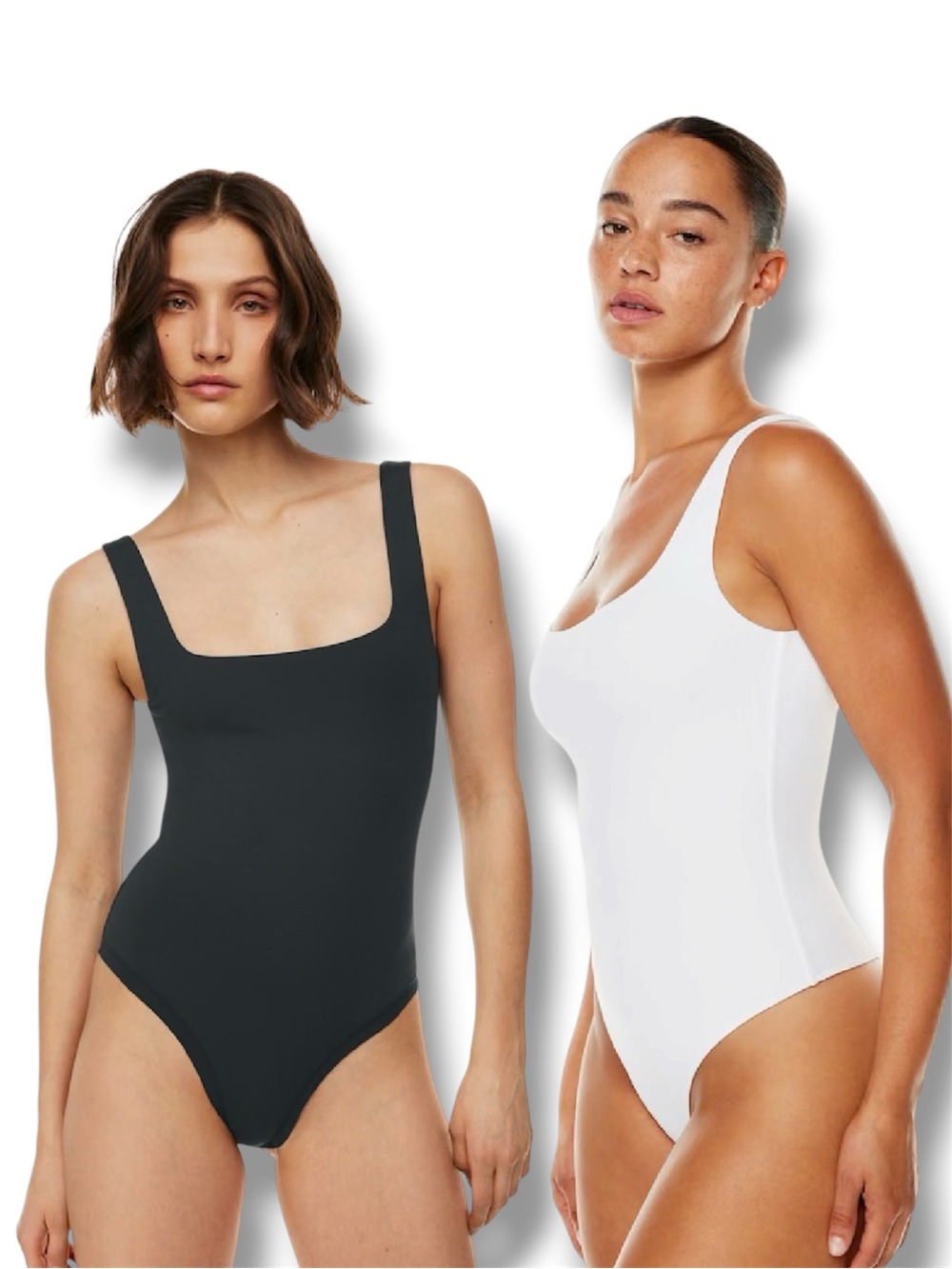 Aritzia Babaton Contour Square Neck Tank Bodysuit Lot 2 Black White Small EUC